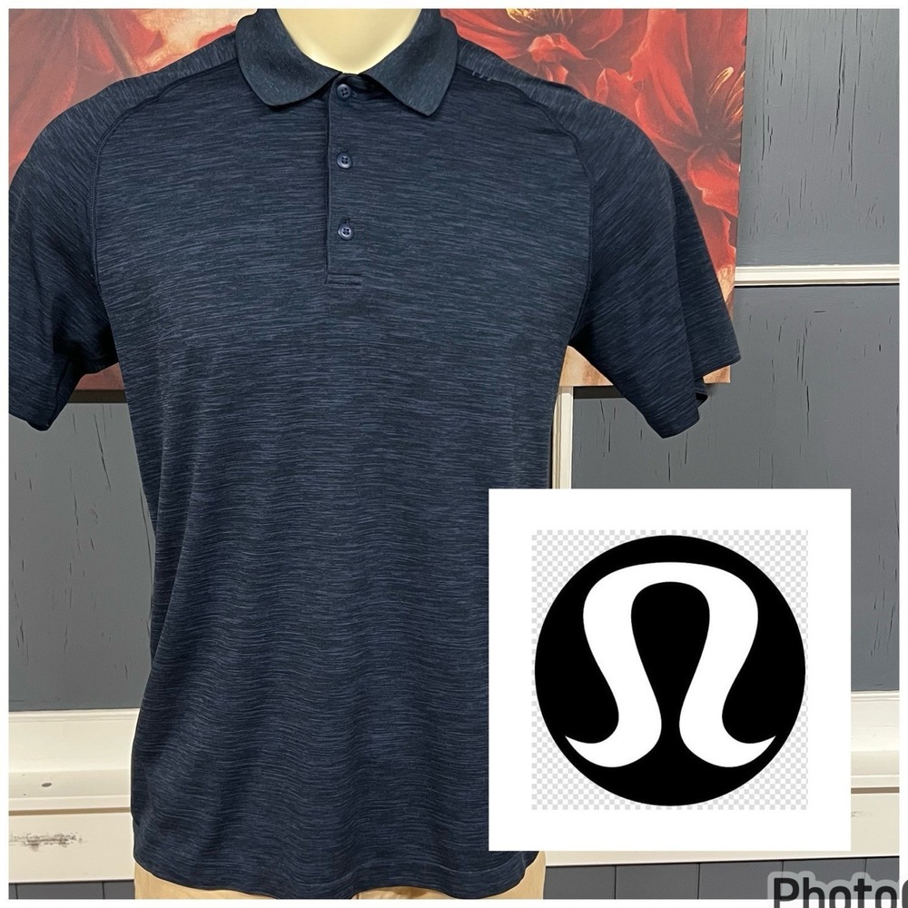 Lululemon Metal Vent Tech Polo Shirt Mens Sz M Slim Fit (No Tag) Navy X-Static